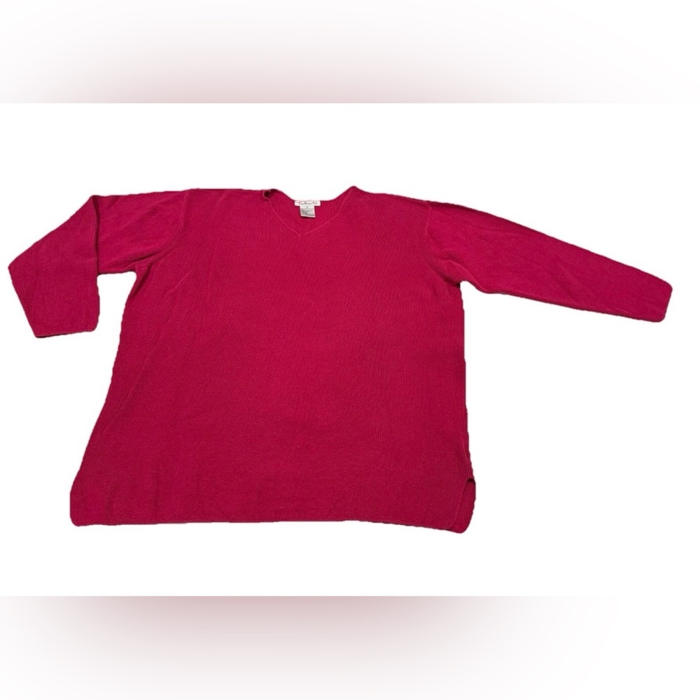 Talbots Women V-neck Sweater In Rich Pink Size M
